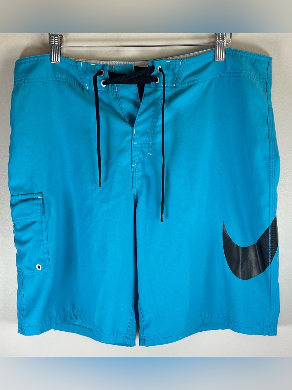Nike Men’s Board Shorts Swim Trunks Blue Size 34 Surfing Swoosh Logo EUC